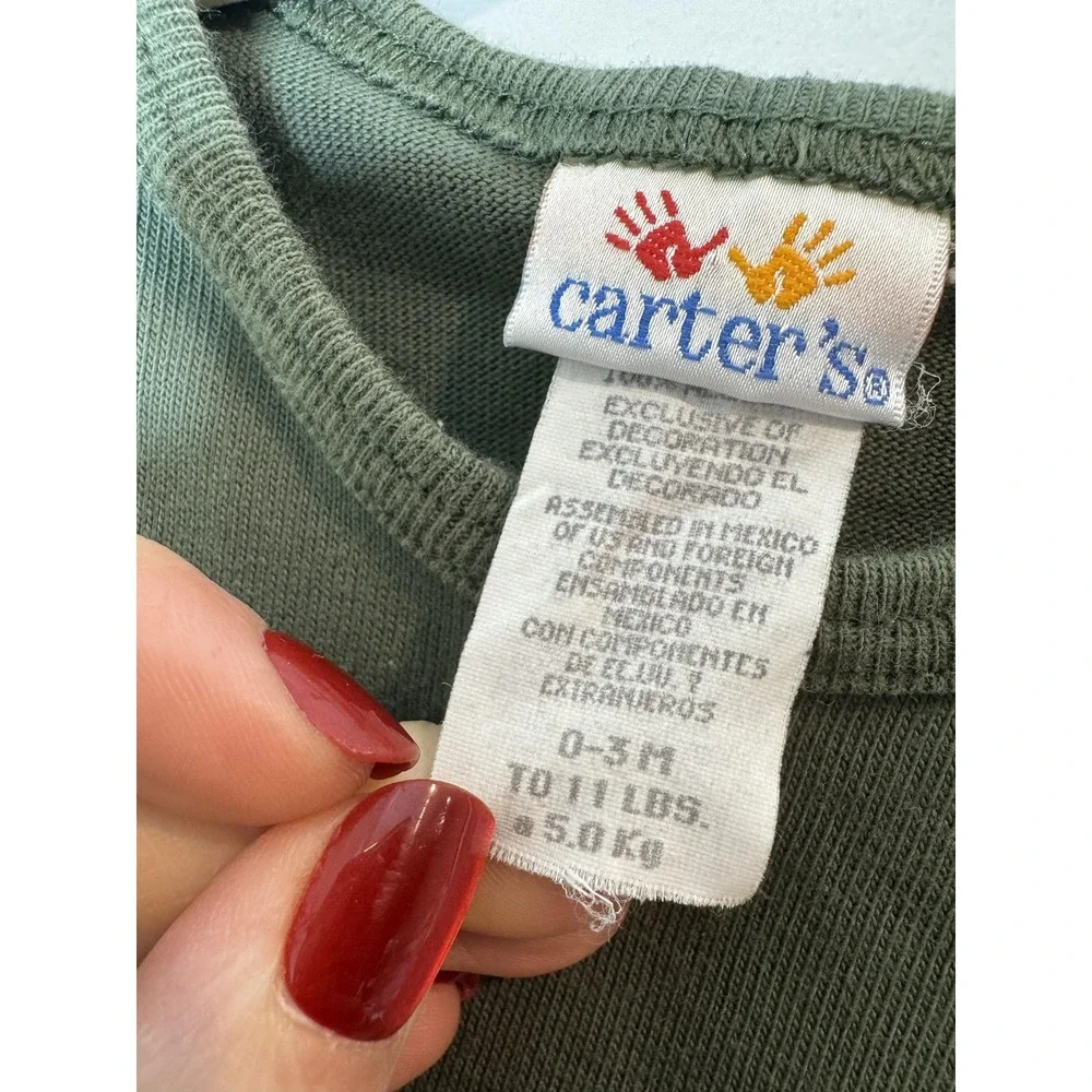 Carter's Romper Baby Boys 0-3‎ Months Green Bugs On The Go One Piece Vintage